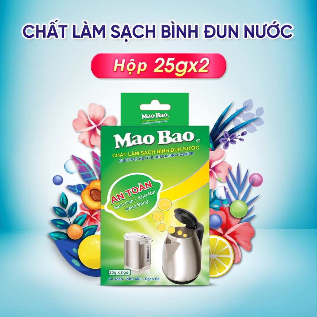 Chất Làm Sạch Bình Đun Nước Mao Bao 25g x 2 gói