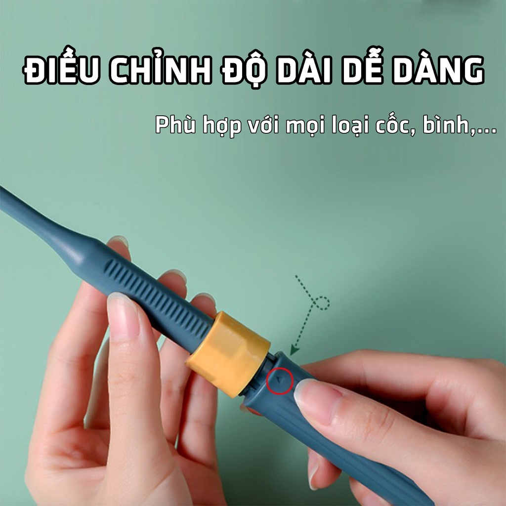 Dụng Cụ Cọ Rửa Cốc Chén Bình Sữa Bọt Biển Điều Chỉnh Độ Dài Nhiều Màu Sắc