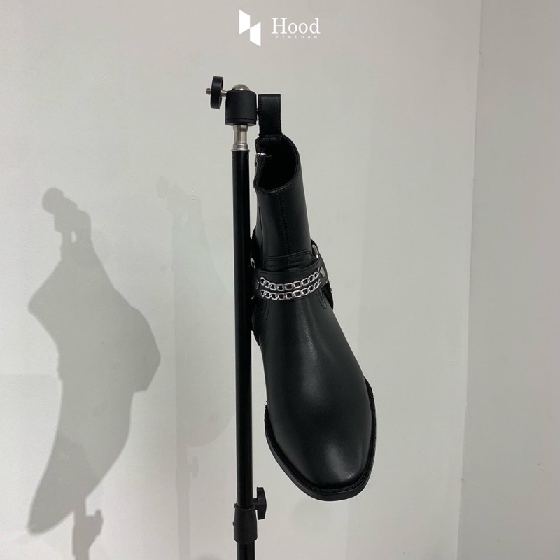 Giày Harness Boot đai xích - Da trơn nguyên tấm - Đế cao su đuc nguyên khối + Bảo hành 12 tháng hood hoodvn