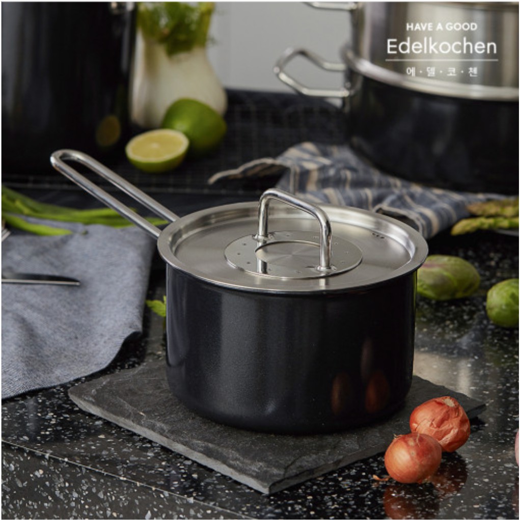 Nồi Edelkochen Solid Đen 3 lớp size nhỏ 16cm