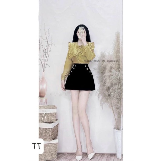 Áo lụa cổ  bèo  xinh