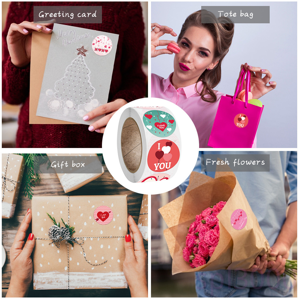 Cuộn 500 Miếng Dán Hình Trái Tim Trang Trí Bánh