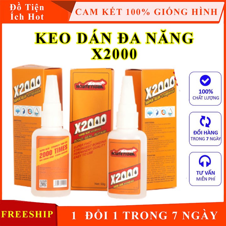 Keo dán đa năng siêu dính X2000 dán được mọi vật liệu - Keo dán gỗ, thủy tinh, kim loại