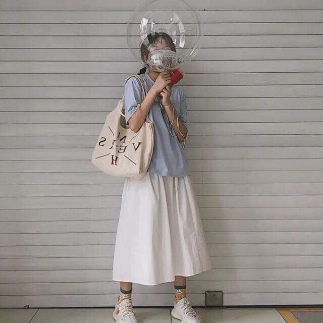 CHÂN VÁY KAKI DÀI XOÈ TRƠN TRẮNG ĐEN BE MIDI ULZZANG UNISEX | BigBuy360 - bigbuy360.vn