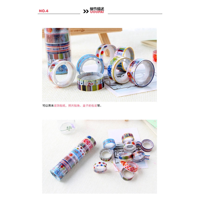 Cuộn washi tape lẻ dễ thương, băng dính giấy MODINA