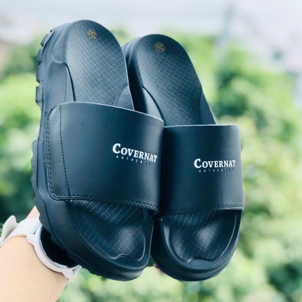 Dép 𝐂𝐎𝐕𝐄𝐑𝐍𝐀𝐓 ❤️FREESHIP + HỘP❤️ dép thể thao quai ngang nam nữ Covernat đế độn 4cm có tem mác, bao bì màu đen