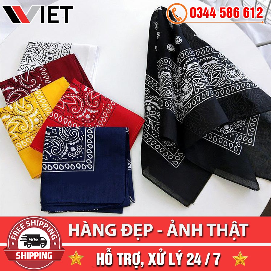 [FREE SHIP TOÀN QUỐC] Khăn Turban Bandana Hip Hop Vuông Vải Cotton Đội Đầu , Quàng Cổ , Làm Phụ Kiện Quần Áo Đẹp 55x55 c