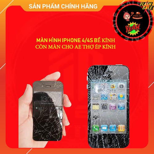 MÀN HÌNH IP 4S VỠ KÍNH CHO THỢ ÉP KÍNH THANH LÝ MÀU ĐEN CÒN MÀN ( RẺ VÔ ĐỊCH)