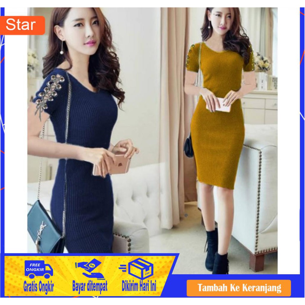 Đầm Body Dệt Kim Thiết Kế Đan Dây Chéo Xk820