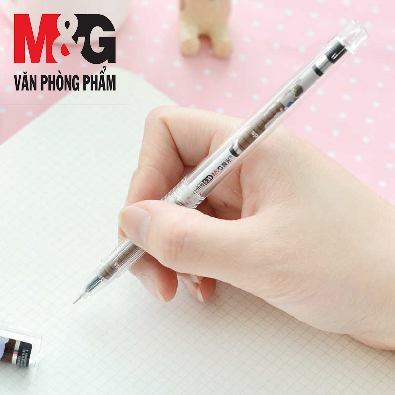 Bút Nước M&amp;G (0.5mm) Nắp Bật Hình Thỏ MF2018B - Mực Xanh