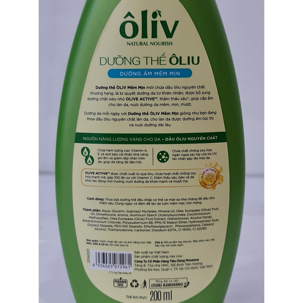 Sữa Dưỡng Thể Oliv PURITE 200ml