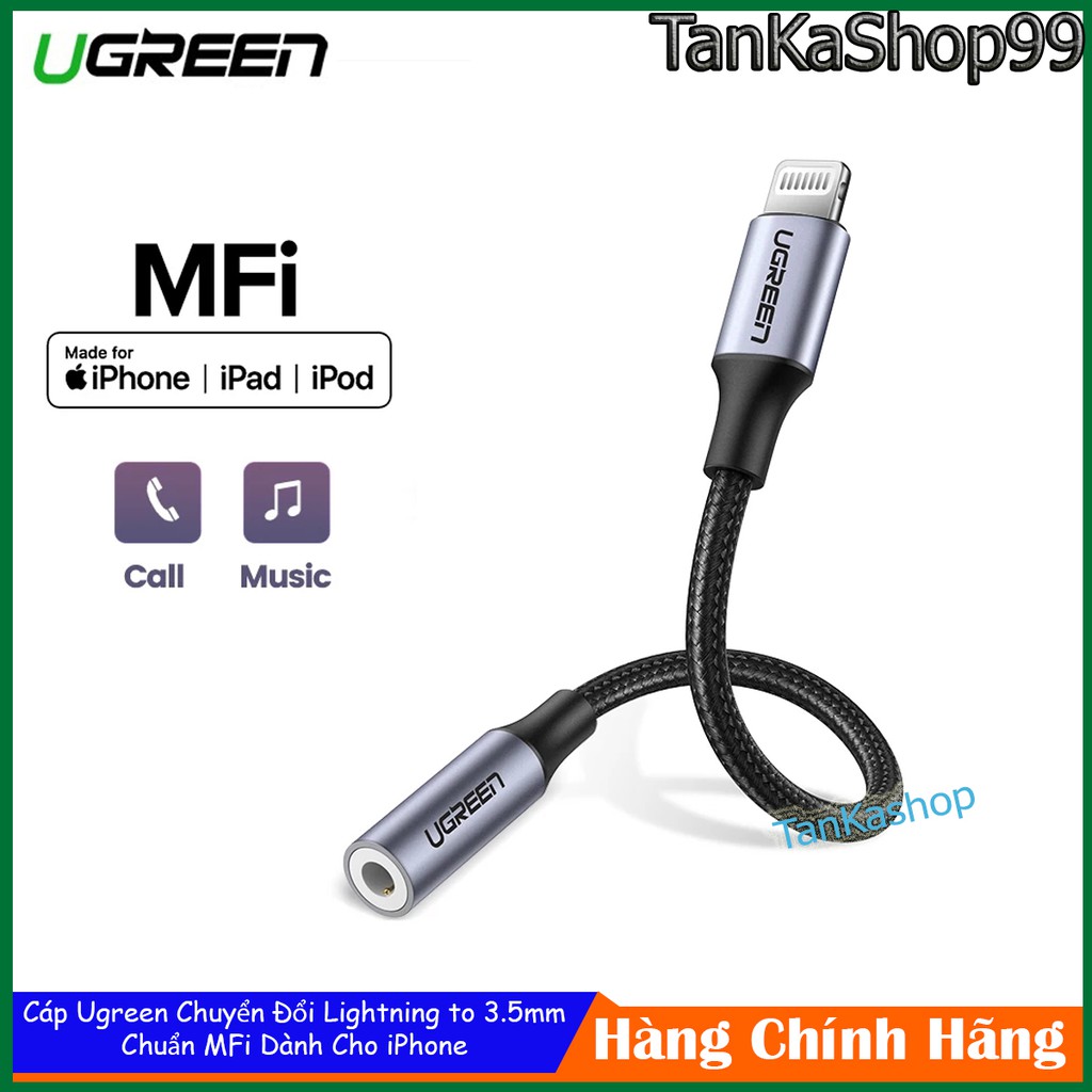 [Mã ELHACE giảm 4% đơn 300K] Cáp Ugreen Chuyển Đổi Lightning to 3.5mm Audio chuẩn MFI Cho iPhone US211