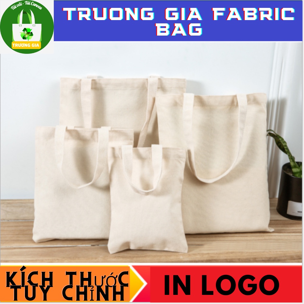 Túi vải Tote Canvas Màu Đen Trắng Và Be kích thước lựa chọn