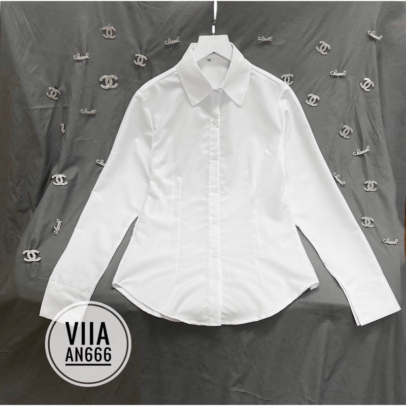 Sơ mi Trắng tinh ZRA Chiết eo dài tay 2 cúc AN666 VIIA DESIGN