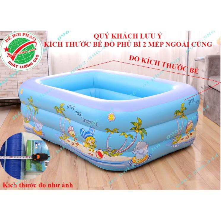 Bể bơi phao cho bé kích 1m8  và 2m1 - 3 Tầng, bể bơi bơm hơi có đáy chống trơn, tặng kèm bộ keo vá y