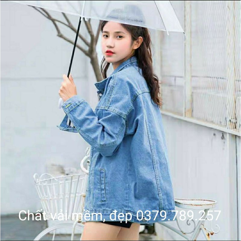 (sỉ) Áo khoác jean nữ cao cấp form rộng - áo jean nữ form 60Kg có 4 túi