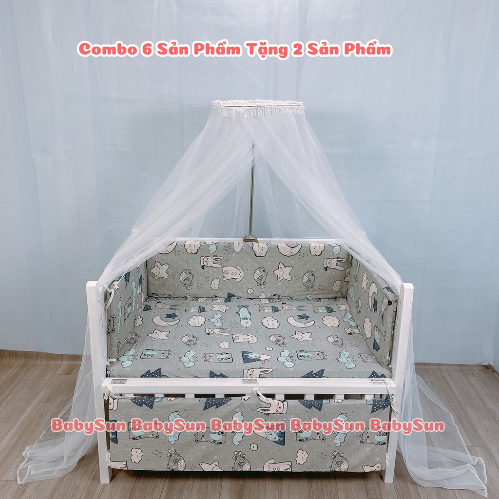 Cũi Trẻ Em BabySun Cũi Gỗ Quế Kích Thước (120x80x96cm) Màu Trắng Chịu Lực 100kg Bảo Hành 24 Tháng Hàng Xuất Khẩu