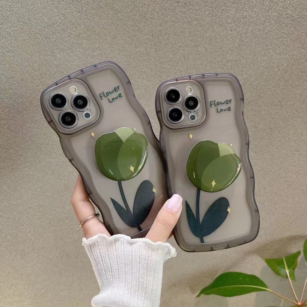 Ốp Điện Thoại Mềm In Hình Hoa Tulip Có Giá Đỡ Cho Iphone 13 pro max 12 pro max 11 pro max xs max xr x