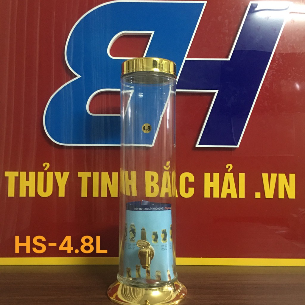 Bình Thủy Tinh Và Hũ Thủy Tinh Ngâm Rượu Cao Cấp SX tại Việt Nam Bình Ngâm Hình Trụ 4.8Lít - Thủy Tinh Bắc Hải Mã