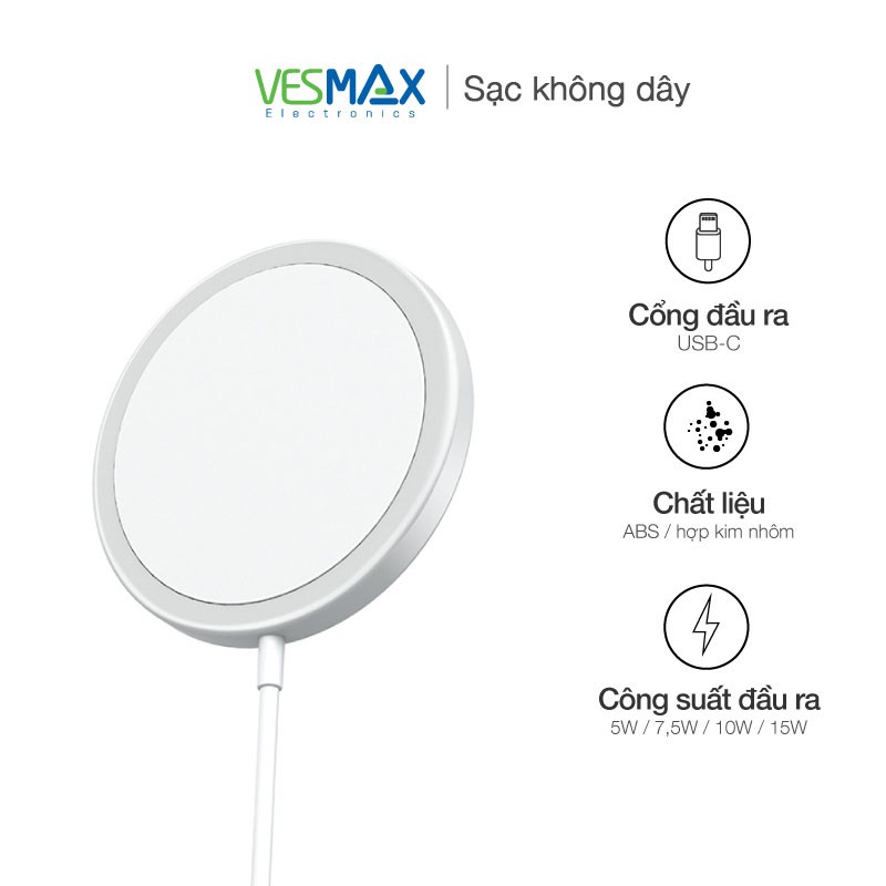 Sạc không dây MagSafe Charger cho iPhone 12 và các dòng máy hỗ trợ sạc không dây chuẩn Qi