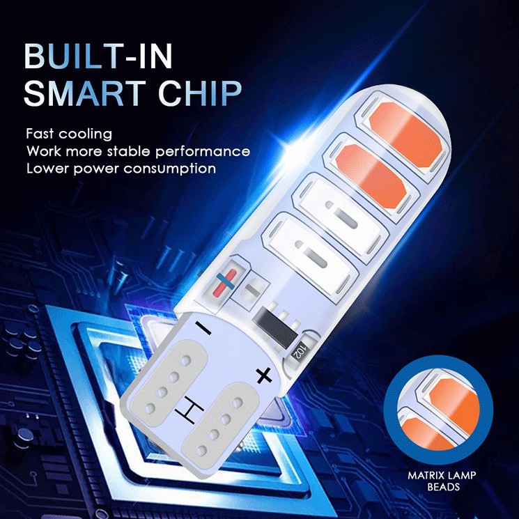1 Bóng Đèn Silicone 12V T10 194 W5W 5630 8Smd T10 Led Cho Xe Hơi