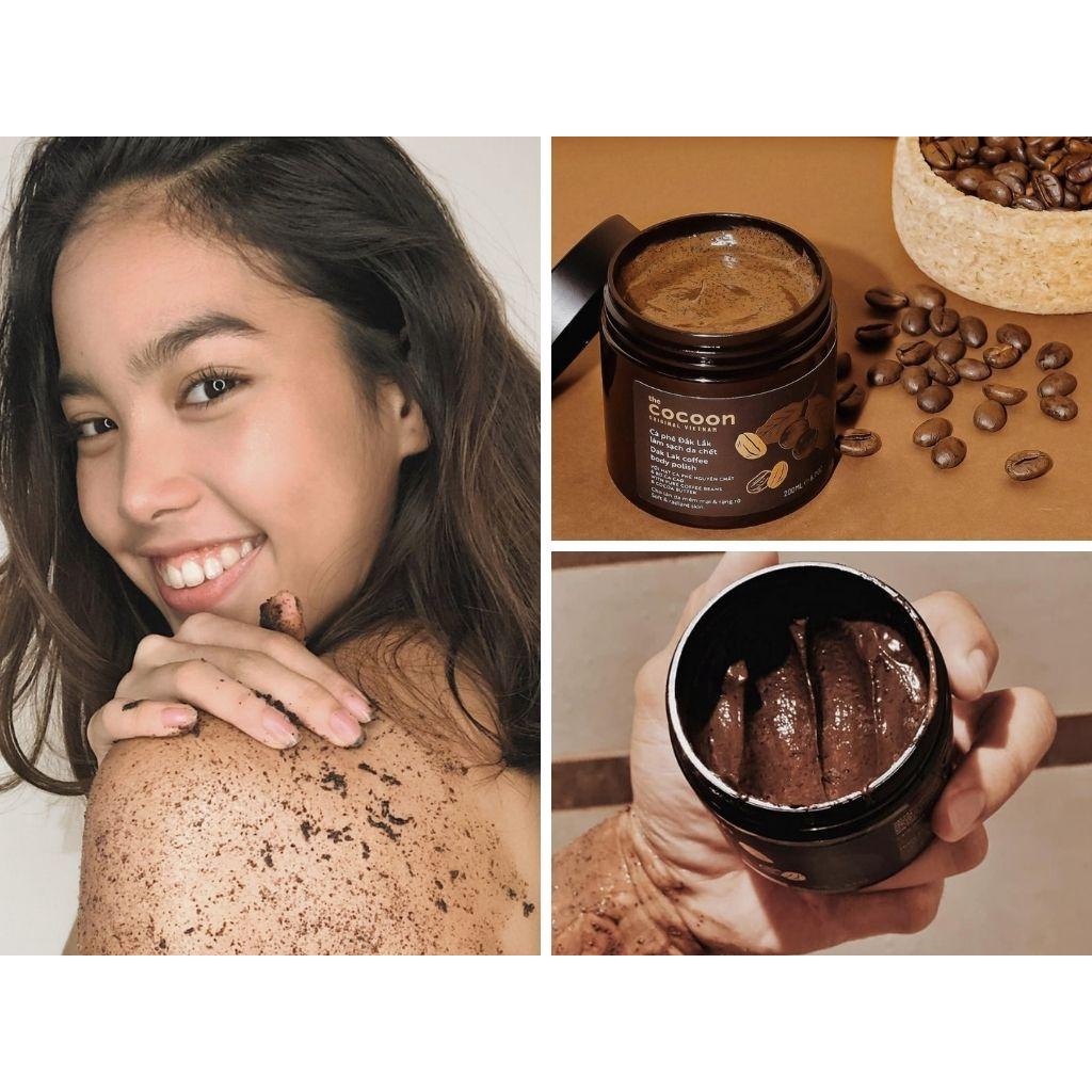 Tẩy Da Chết Body Cocoon, Tẩy Tế Bào Chết Cocoon 200ml Từ Hạt Cafe Đăk Lăk Và Bơ Cacao Giúp Da Mịn Màng