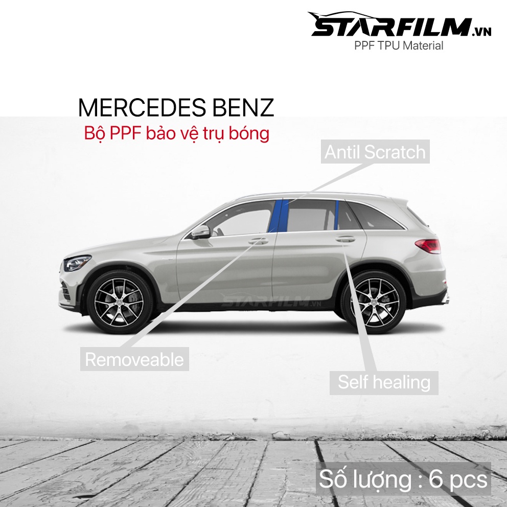 Mercedes Benz GLC 200/300 PPF TPU bảo vệ trụ bóng STARFILM