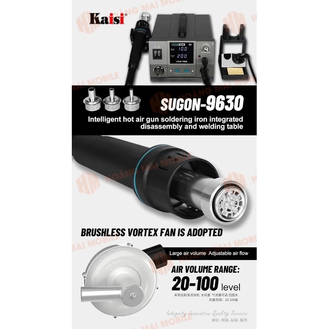 Máy khò, hàn Sugon 9630 (2 in 1, khò liền hàn dùng mũi 936)