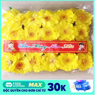Hoa mai giả màu vàng, bằng vải, bịch 40 bông, đầy đủ phụ kiện, trang trí tết