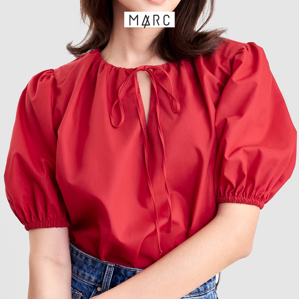 Áo kiểu nữ MARC FASHION form suông nhún cổ cột dây nơ