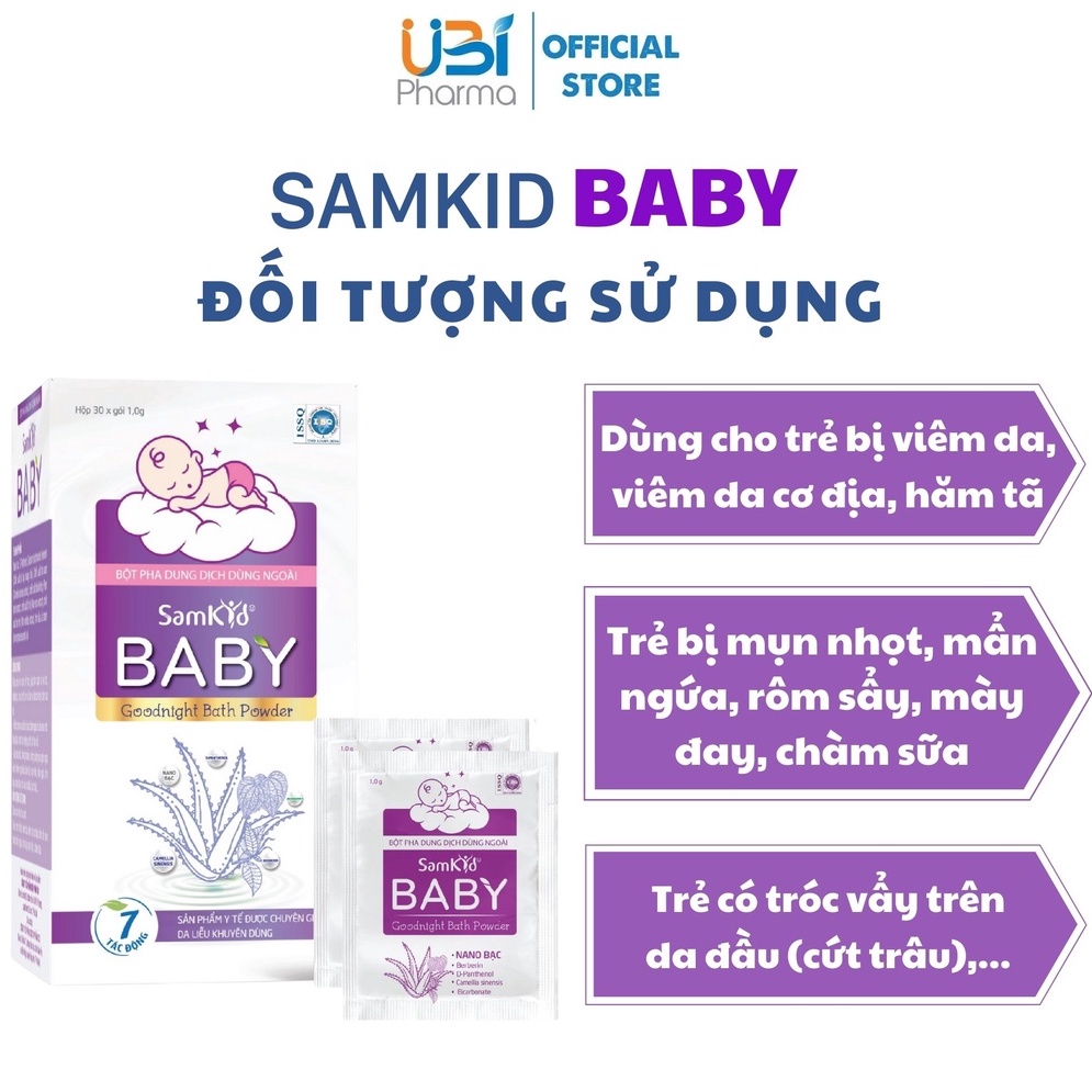 Bột pha nước tắm trẻ em Samkid Baby làm sạch da và tóc, duy trì độ ẩm và bảo vệ làn da nhạy cảm của bé - Hộp 30 gói x 1g