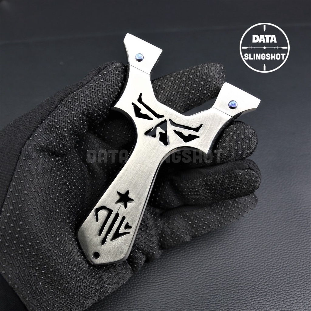 Ná Cao Su Inox CNC A7 VIP Chạc 75 Mài Bo Cạnh Hoàn Thiện gắn sẵn 2 ốc Titan - Chạc kẹp bắn thun dẹt - DATA SlingShot