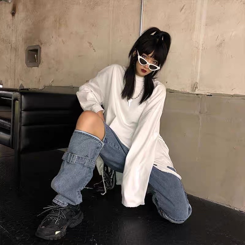 QUẦN BAGGY JEANS ỐNG RỘNG PHỐI ZIP KÉO UNISEX NAM NỮ (kèm hình chụp thật)
