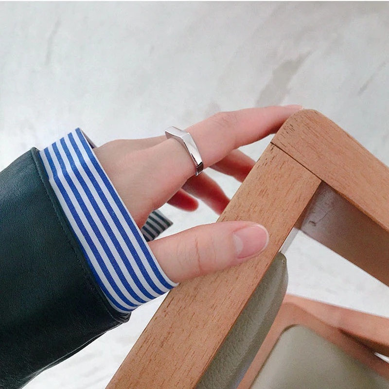 Nhẫn Hở Hình Chữ Nhật Thiết Kế Đơn Giản Tùy Chỉnh Thời Trang Cho Nữ