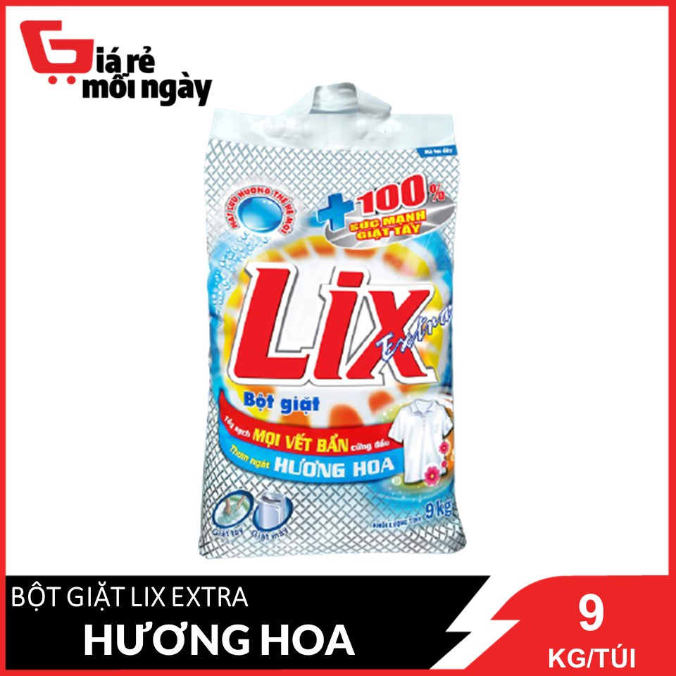 Bột giặt LIX Extra Hương hoa (Trắng) 9KG