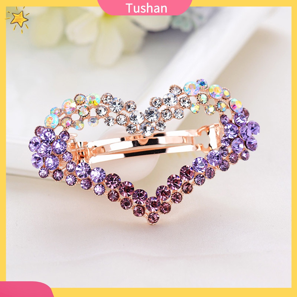 Kẹp tóc đính đá hình trái tim