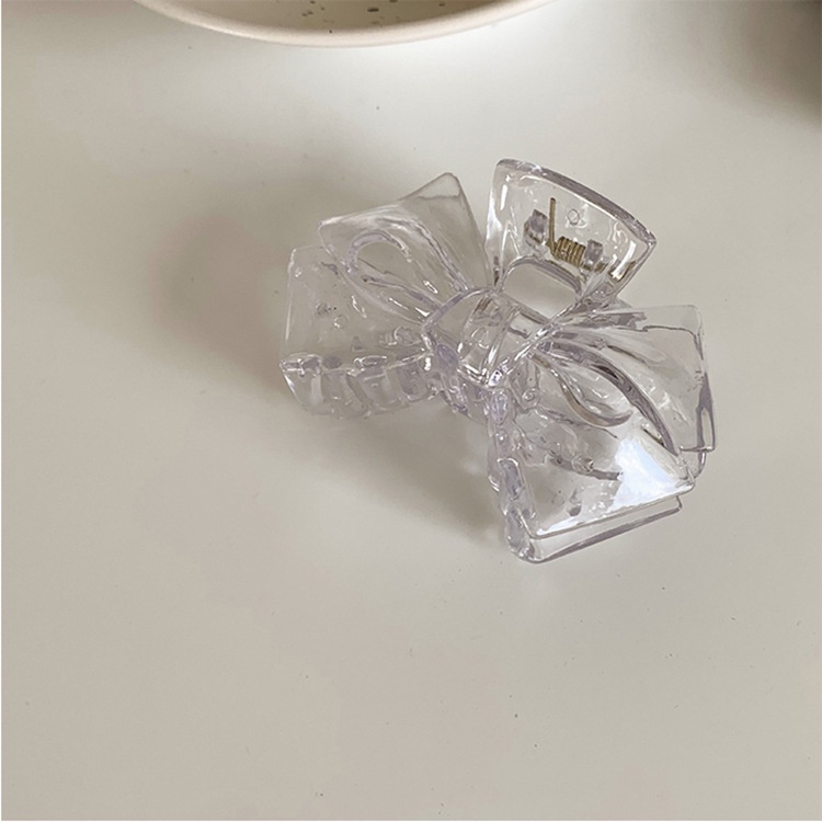 (0461) Kẹp Tóc Nơ Nhựa Cứng Vintage Tiểu Thư Hàn Quốc