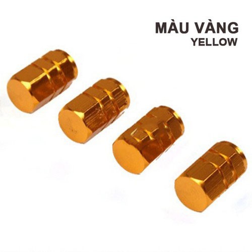 Bộ 04 ốc - nắp chụp trang trí đầu van, vòi bơm hơi bánh xe, lốp xe ô tô, xe máy, xe hơi, xe máy