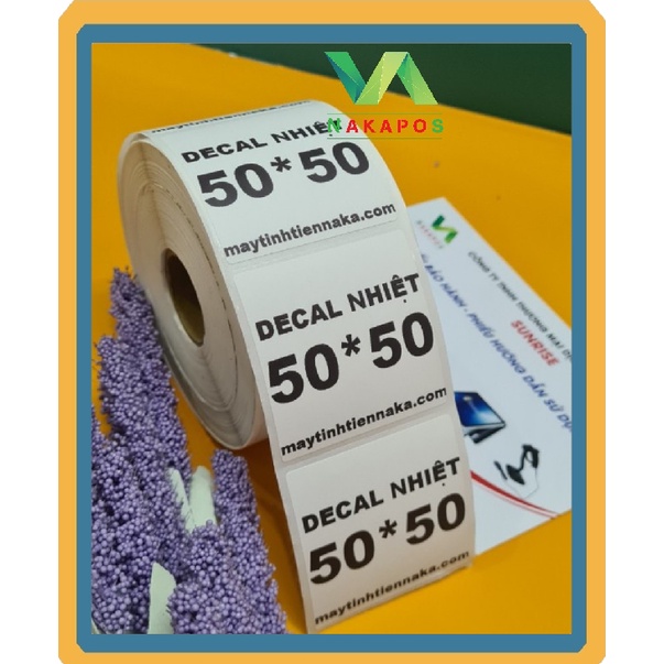 Combo 10 cuộn Giấy In Tem Nhiệt NAKAPOS Khổ 50x50mm Dạng Cuộn 500 Tem In Tem Phụ GHTK