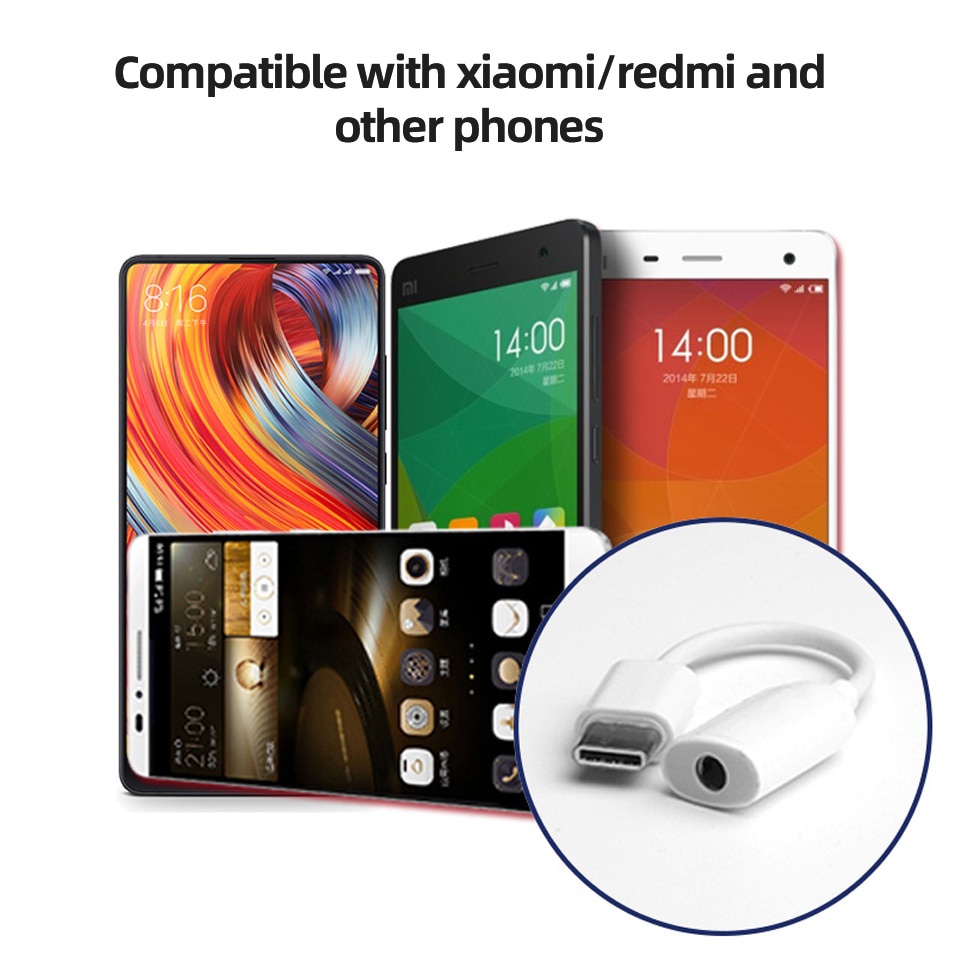 Bộ chuyển đổi cáp tai nghe Xiaomi Type-C sang 3.5mm cho Black Shark 8 6 SE A2 MIX 2 2S USB phụ trợ Jack âm thanh