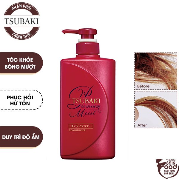 Dầu Xả Dưỡng Tóc Bóng Mượt Tsubaki Premium Moist Conditioner 490ml