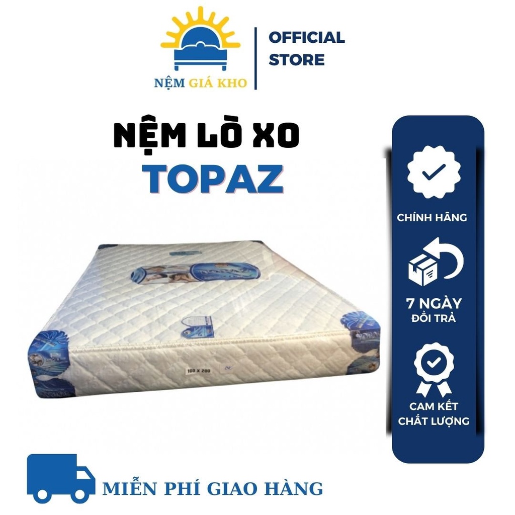 Nệm Lò Xo Topaz 3 Viền bóc vải, vải 2D Hàn Việt Hải, Chính Hãng, Bảo Hành 10 Năm