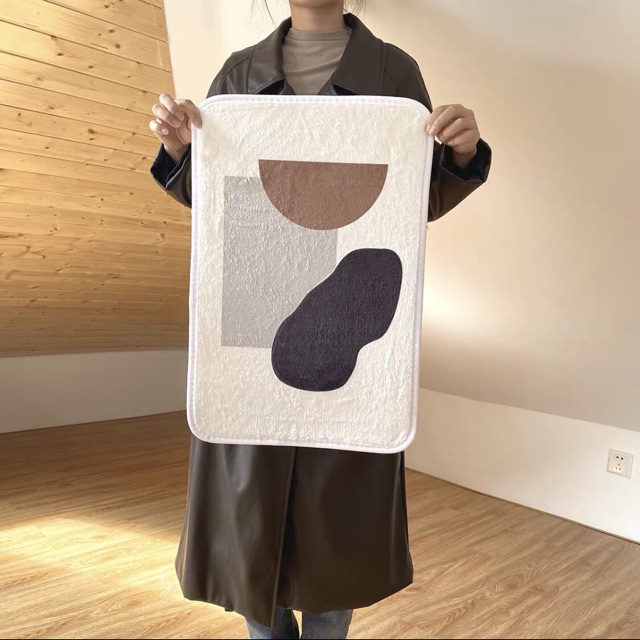 Thảm chùi chân bông mềm trừu tượng pastel Hàn Quốc - Décor nhà Sò