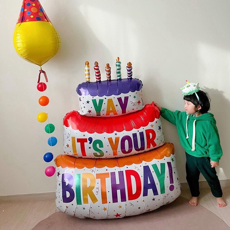 Bóng hình bánh kem siêu to ( cao khoảng 80cm) trang trí sinh nhật cho bé