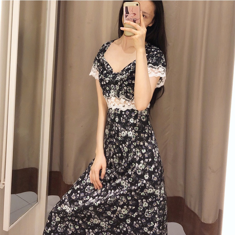 Đầm Phối Ren Dáng Ôm Thời Trang Mùa Hè Cổ Điển Cho Nữ