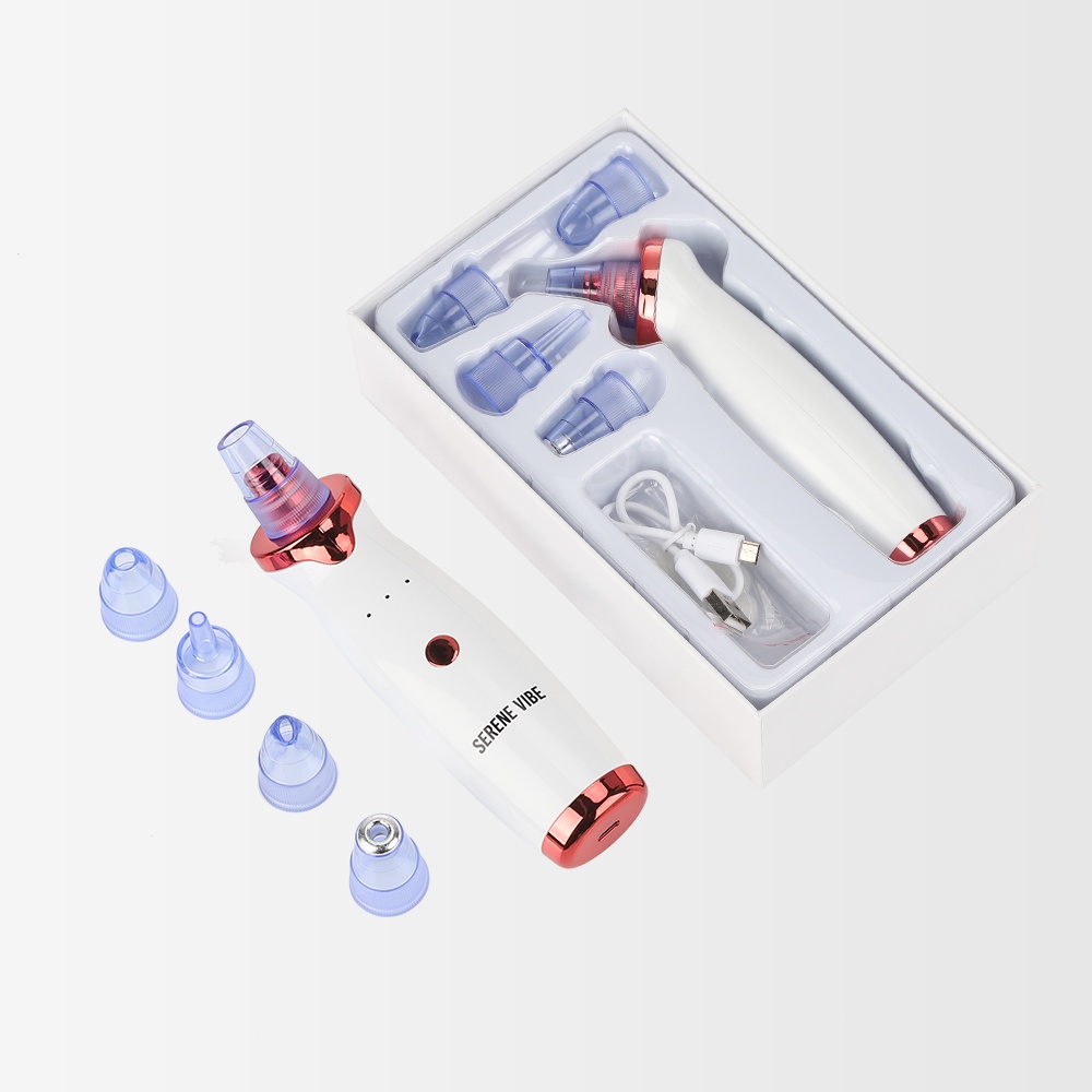 Dụng cụ chăm sóc da sạc điện USB với 5 đầu thay thế giúp làm sạch sâu lỗ chân lông và loại bỏ mụn đầu đen