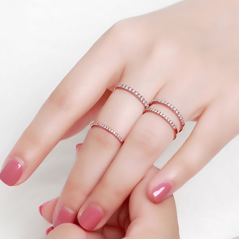 Nhẫn cưới đính đá pha lê thời trang đơn giản dành cho nữ