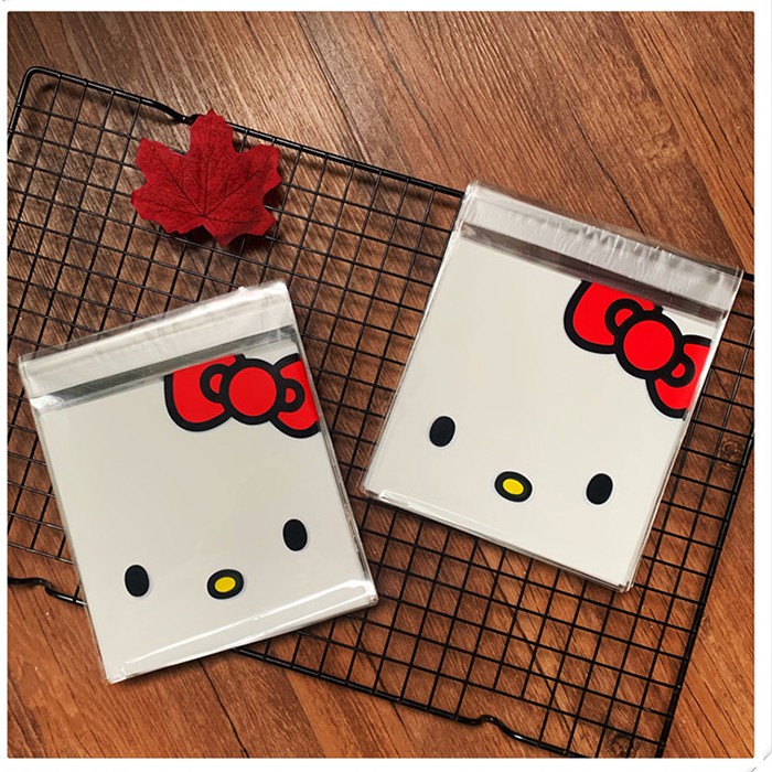 Set 100 Túi Đựng Bánh Kẹo In Hình Mèo Kitty Xinh Xắn