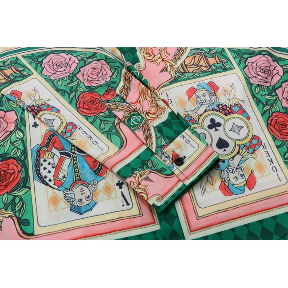 Áo Sơ Mi Tay Dài Cổ Bẻ In Họa Tiết Biểu Tượng Toàn Diện Cá Tính Cho Nam