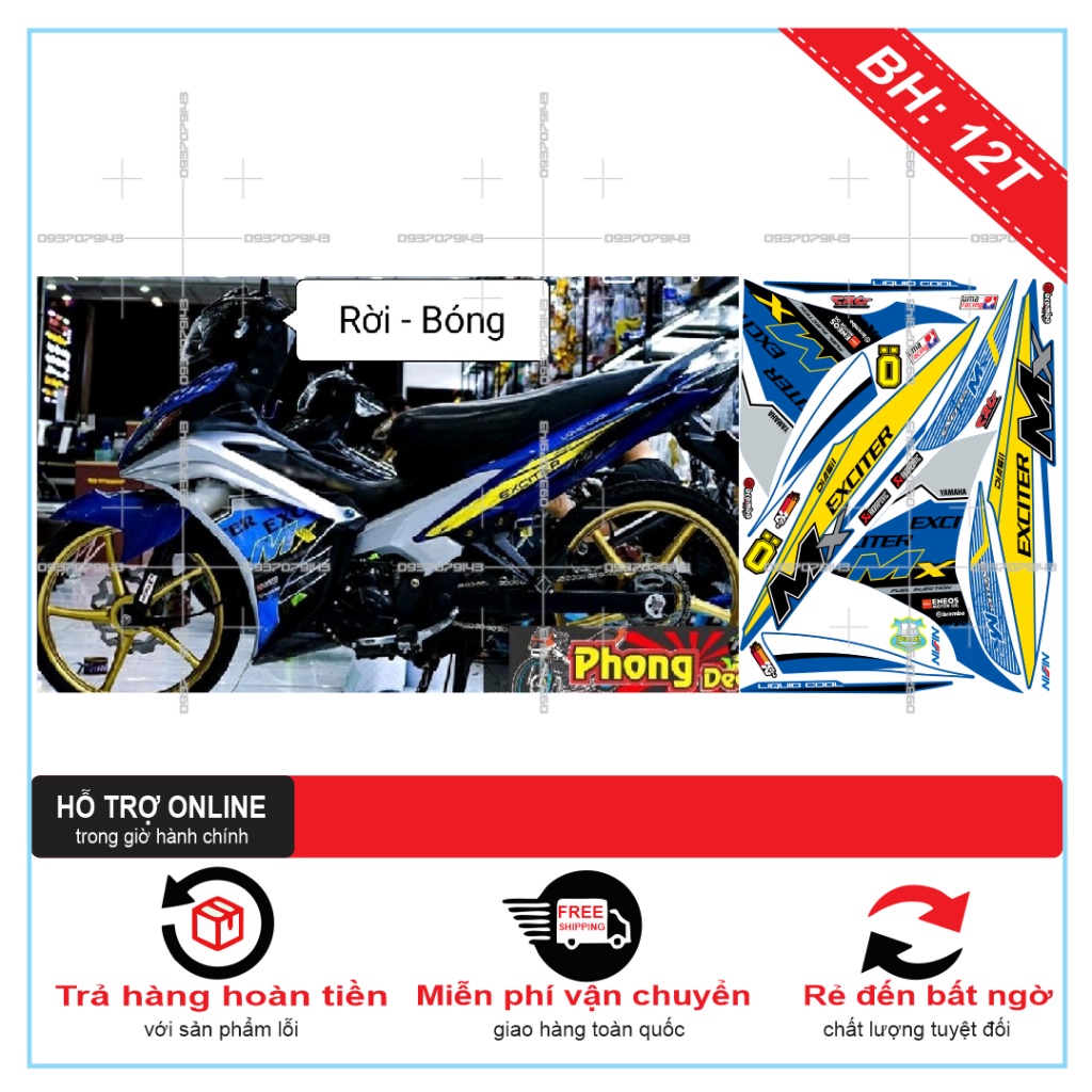 TEM RỜI EX 2011 MX TRẮNG XANH -- SHIN DECAL 2
